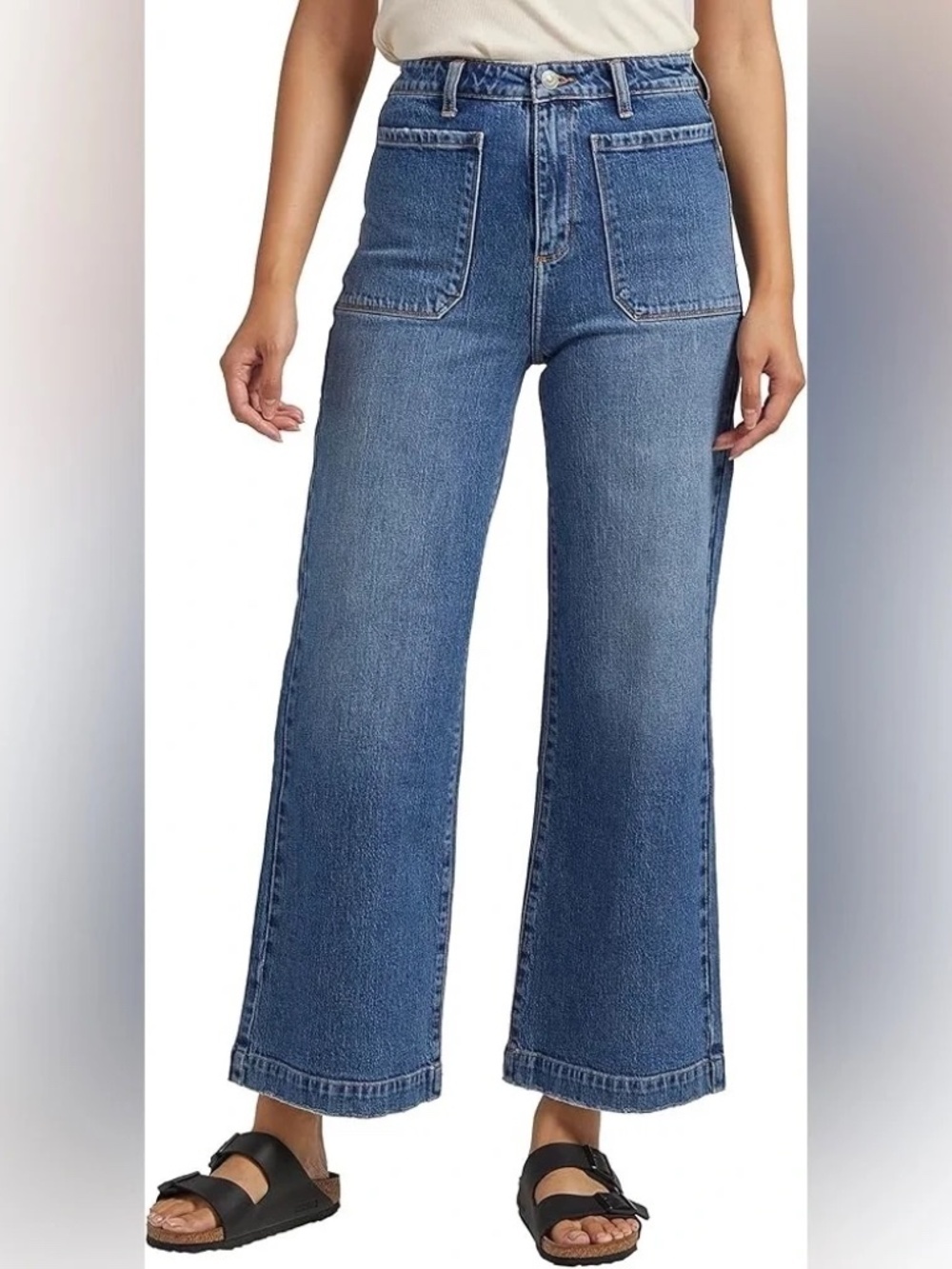 Silver Jeans Co Vintage Patch Pocket Wide Leg Jeans High Rise 90s Denim